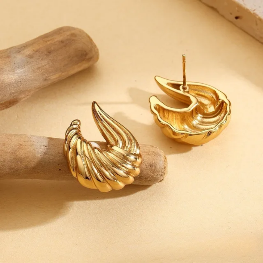 Feathery Gold Earrings