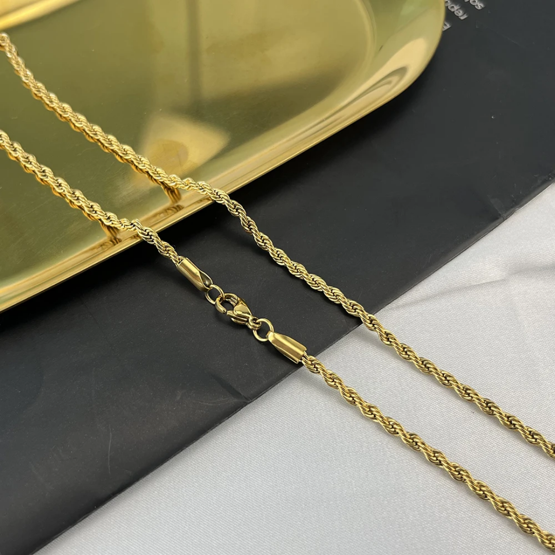 Thin Ribi Rope Gold And Silver Chains