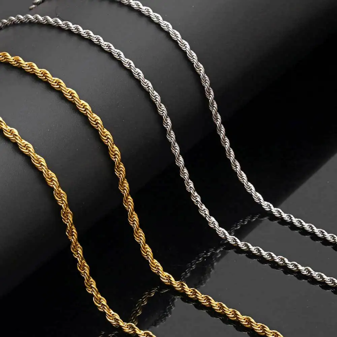 Thin Ribi Rope Gold And Silver Chains