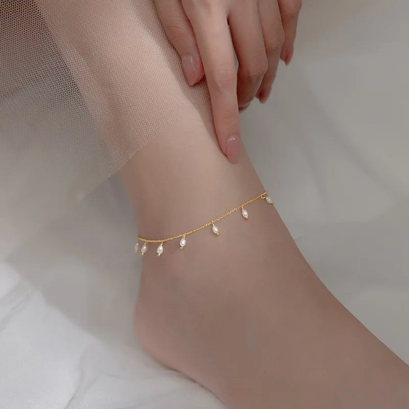 Mians Pearl Gold Anklet