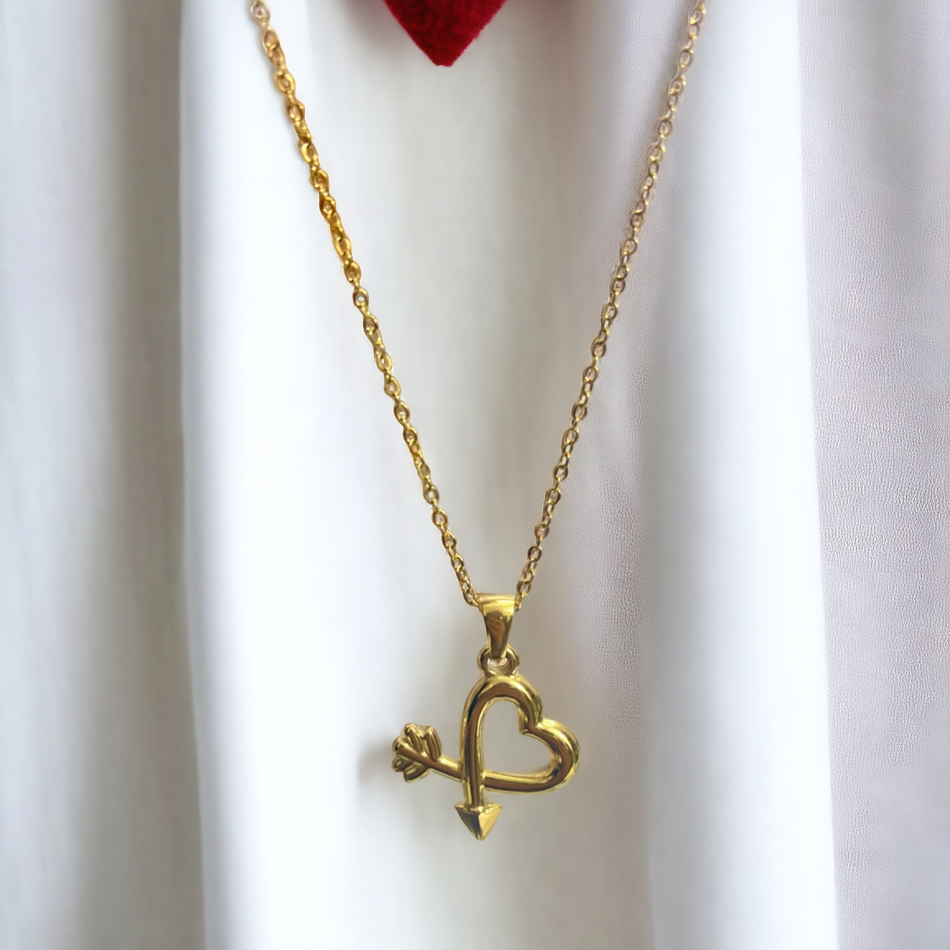 Cupid Heart Gold Necklace