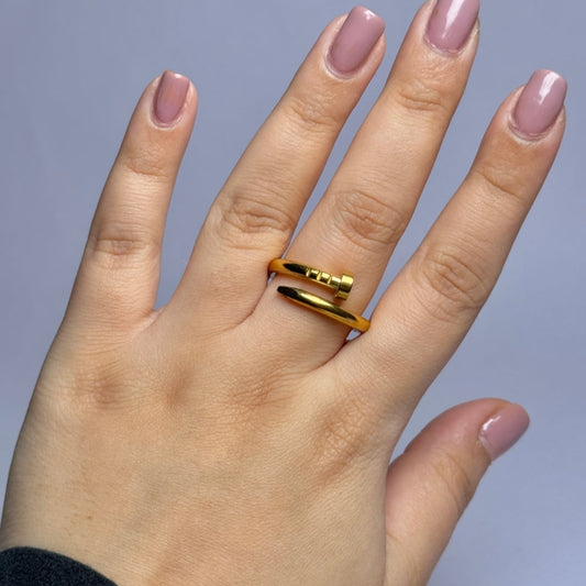 Screw Nail Gold Ring