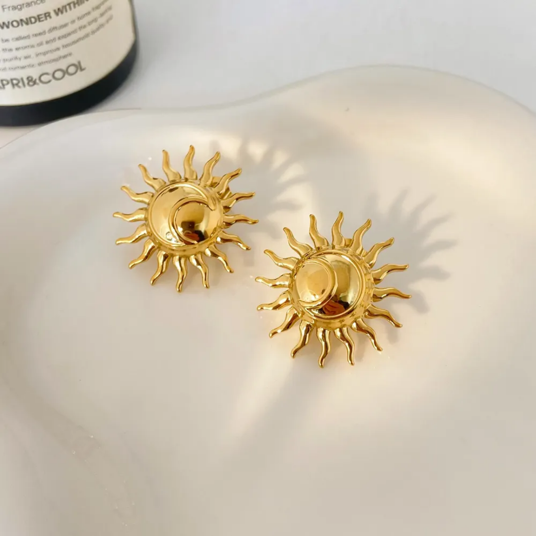 Sunshine Rays Gold Earrings