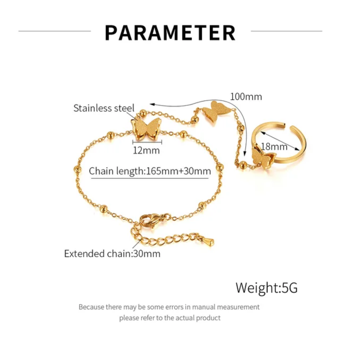 Classy Gold Butterfly Handchain