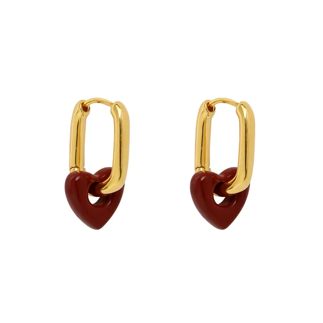 Chrimsi Red Colour Heart Earrings