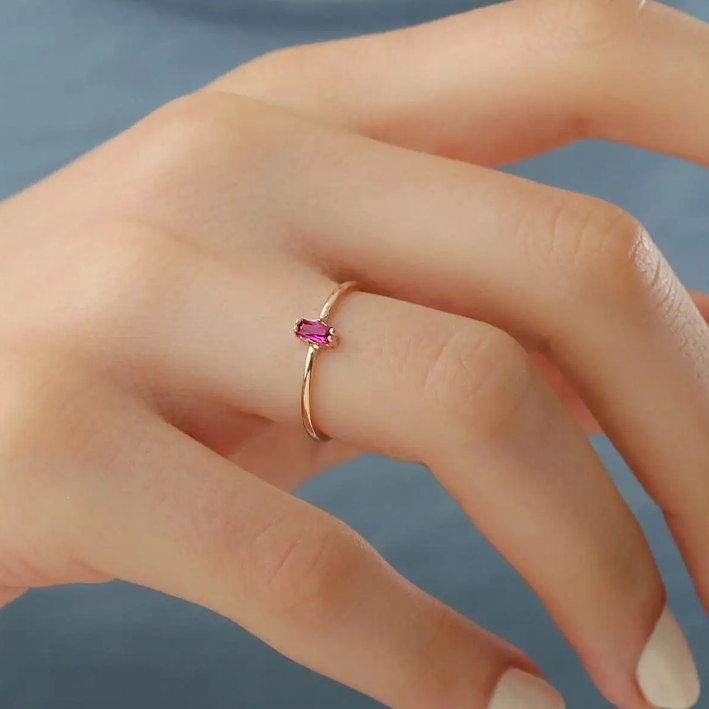 Camilie Dainty Pink Stone Ring