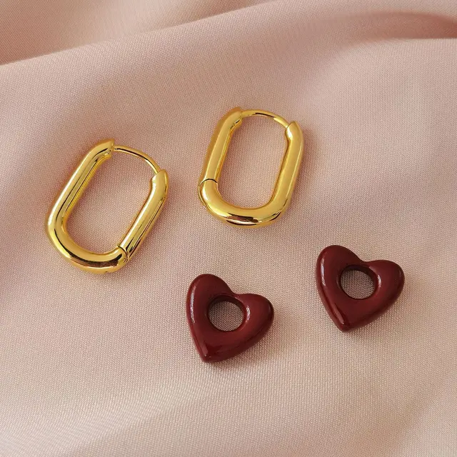 Chrimsi Red Colour Heart Earrings