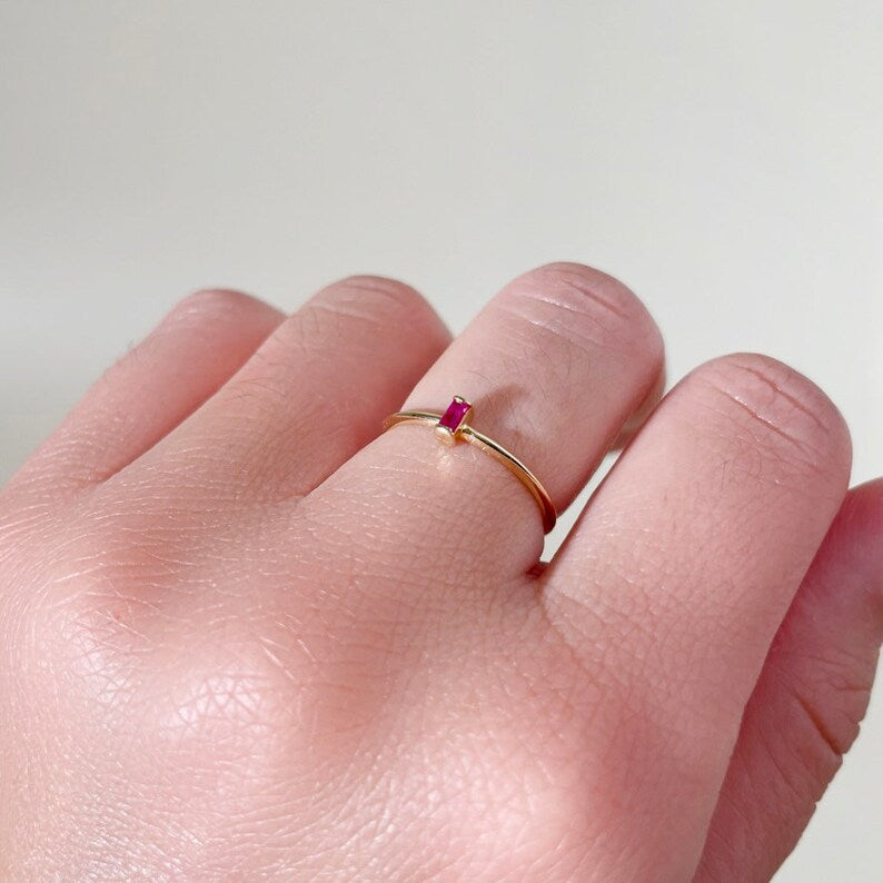 Camilie Dainty Pink Stone Ring